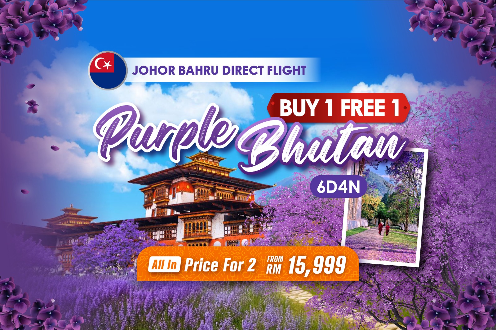 6D Purple Bhutan B1F1 - Johor Flight
