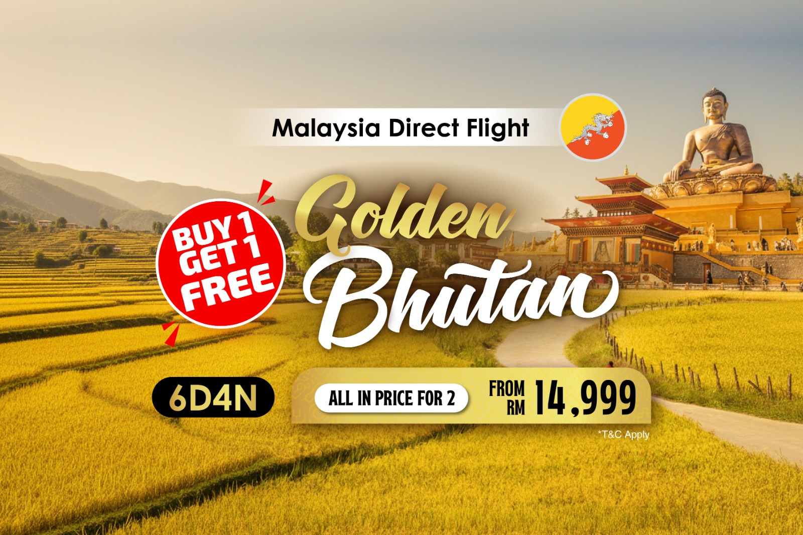 6D Golden Bhutan B1F1 - KL Flight 